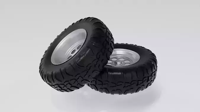 OFF ROAD WHELL-TIRE 3D MODEL Low-poly 3D model