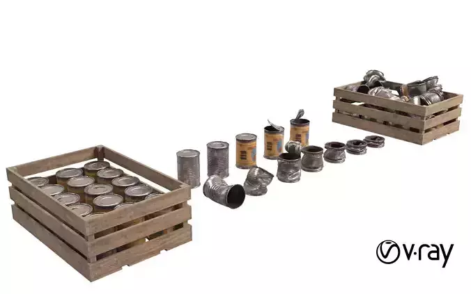 Tin Cans PBR Game Ready Low-poly 3D model