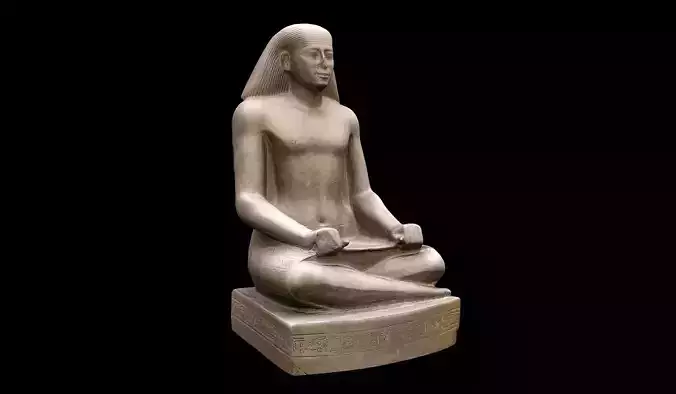Egyptian Seated Scribe Statue 3D model