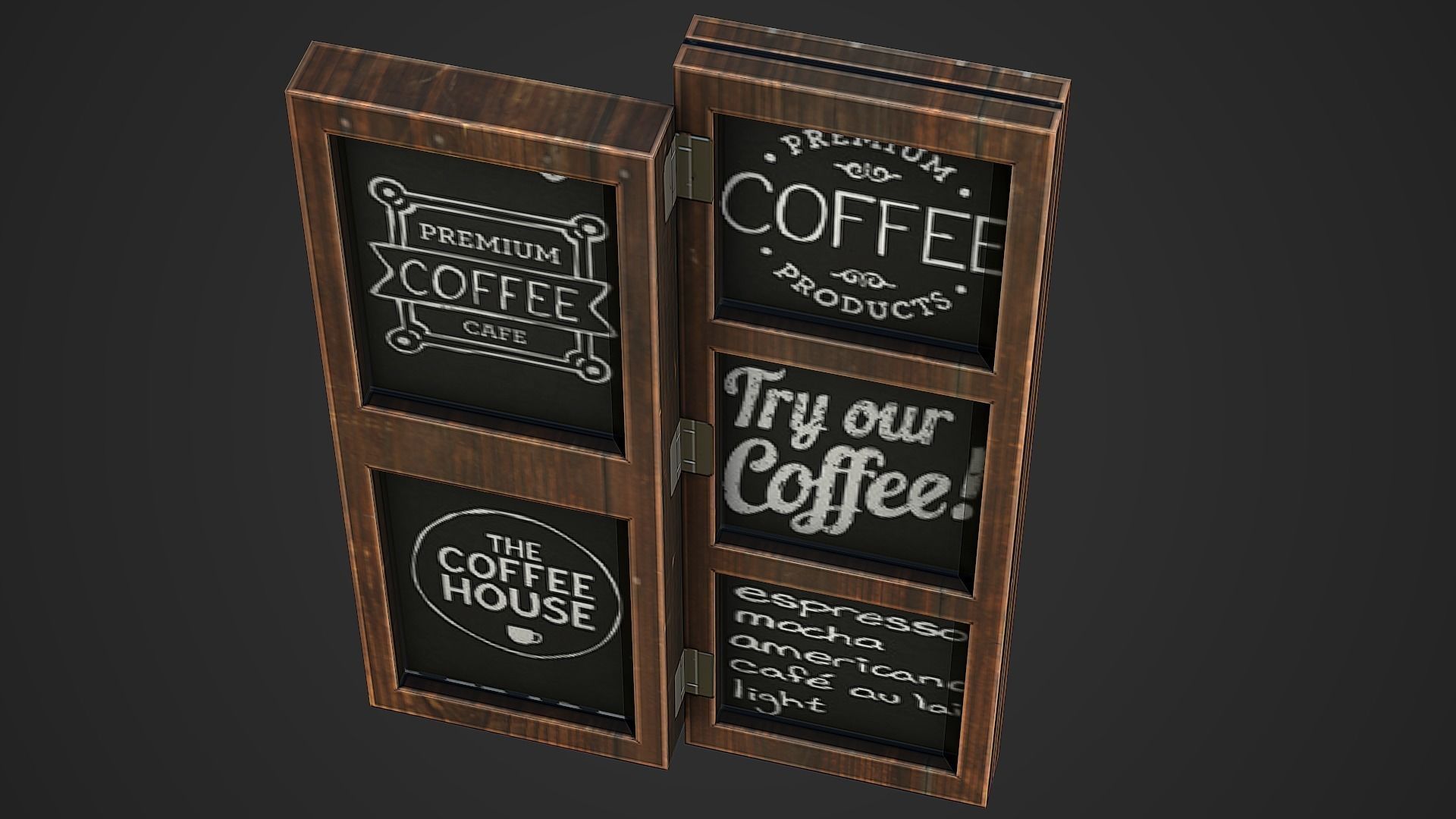 Wall Cafe Board 01 Low Poly Mobile Ready Low-poly 3D model_2