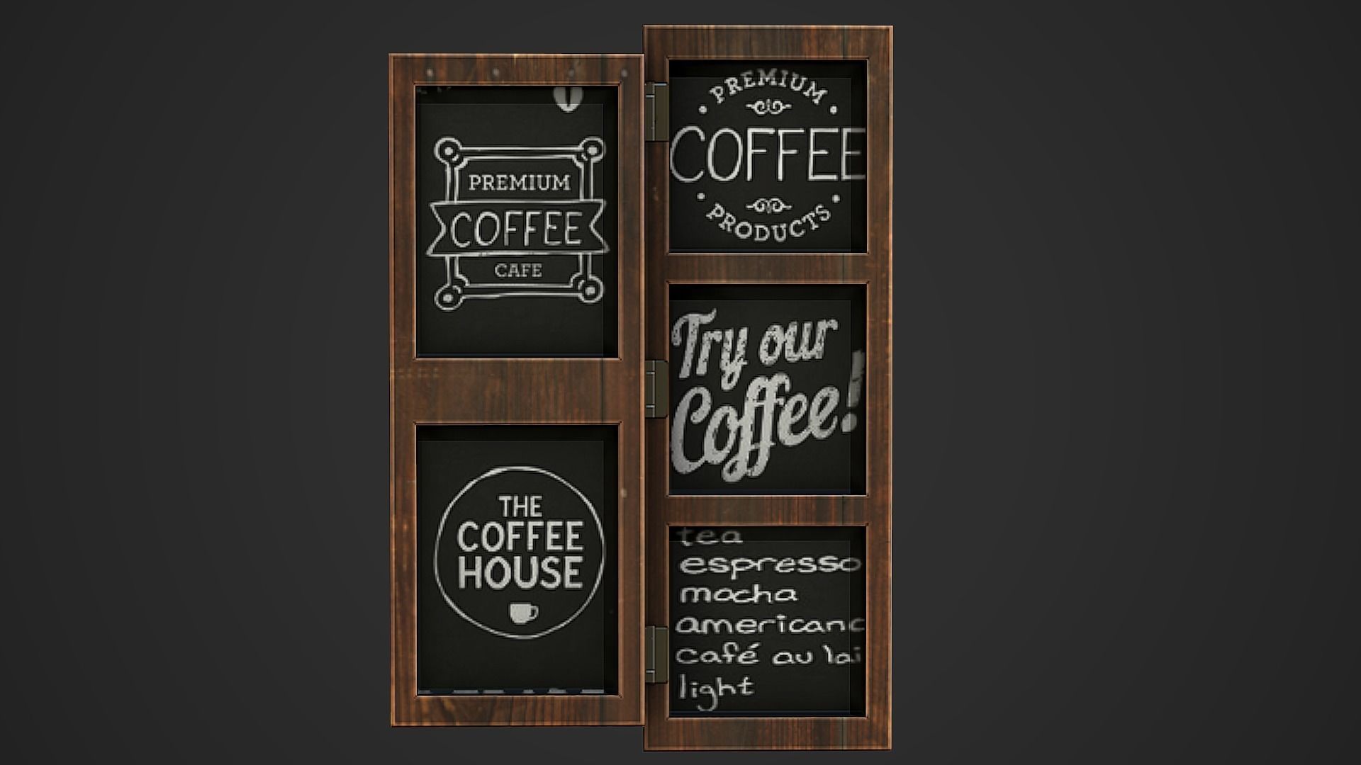 Wall Cafe Board 01 Low Poly Mobile Ready Low-poly 3D model_3
