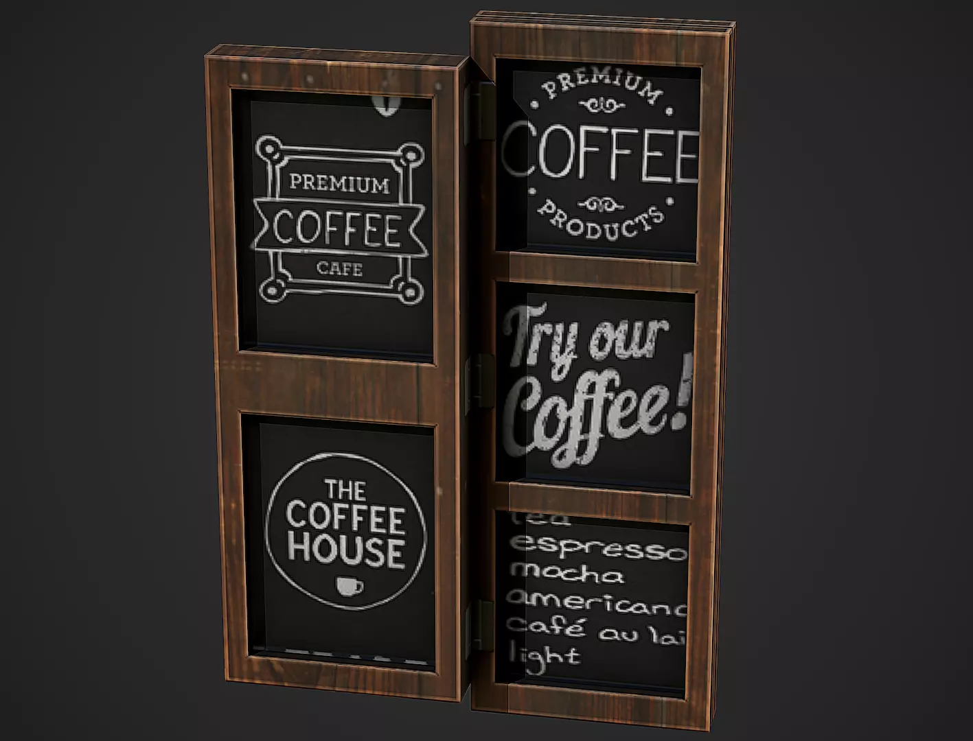 Wall Cafe Board 01 Low Poly Mobile Ready Low-poly 3D model_0