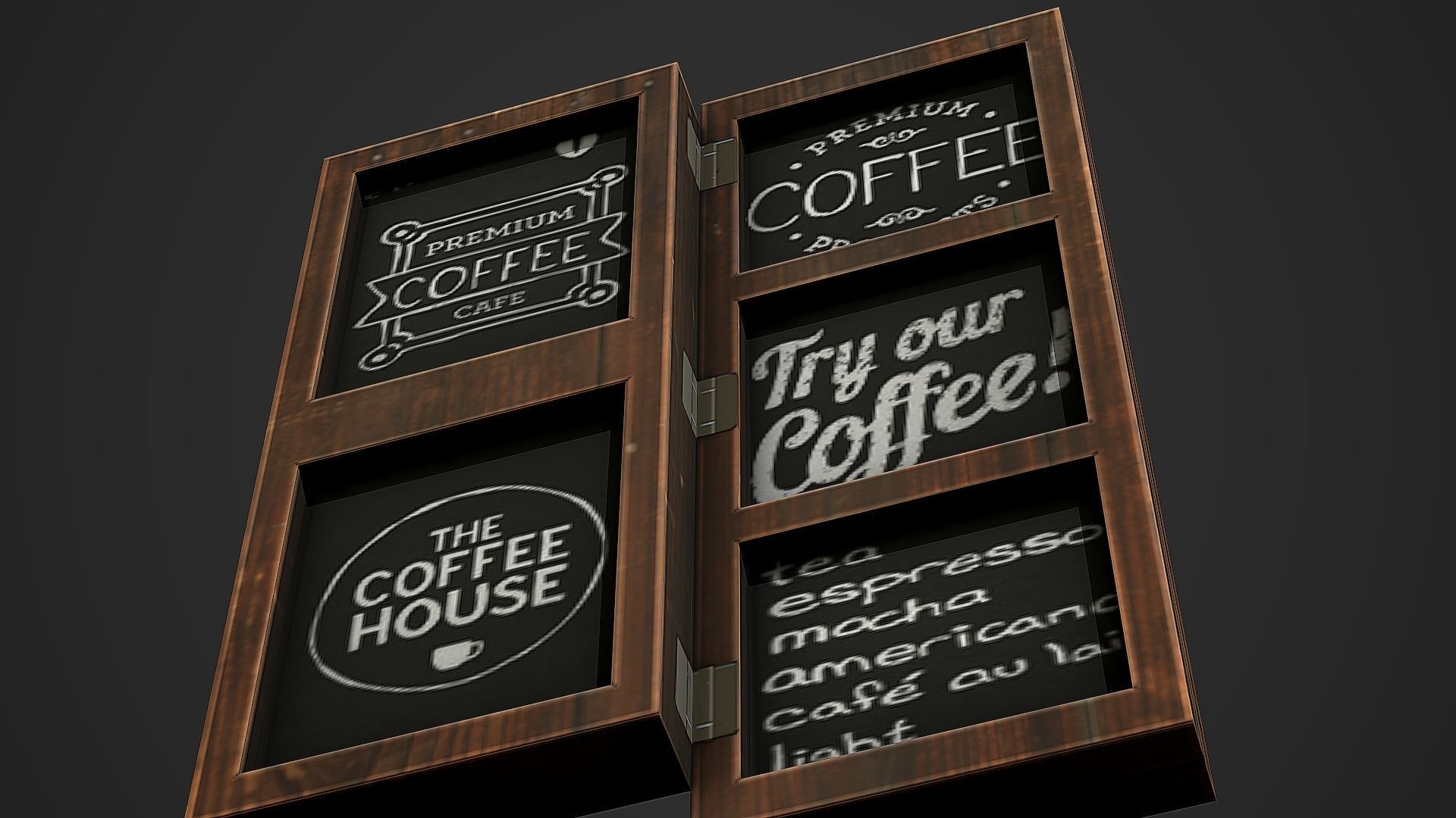 Wall Cafe Board 01 Low Poly Mobile Ready Low-poly 3D model_4