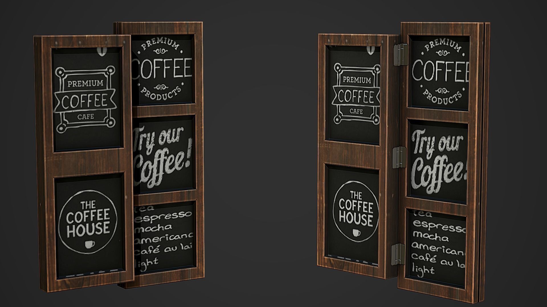 Wall Cafe Board 01 Low Poly Mobile Ready Low-poly 3D model_1