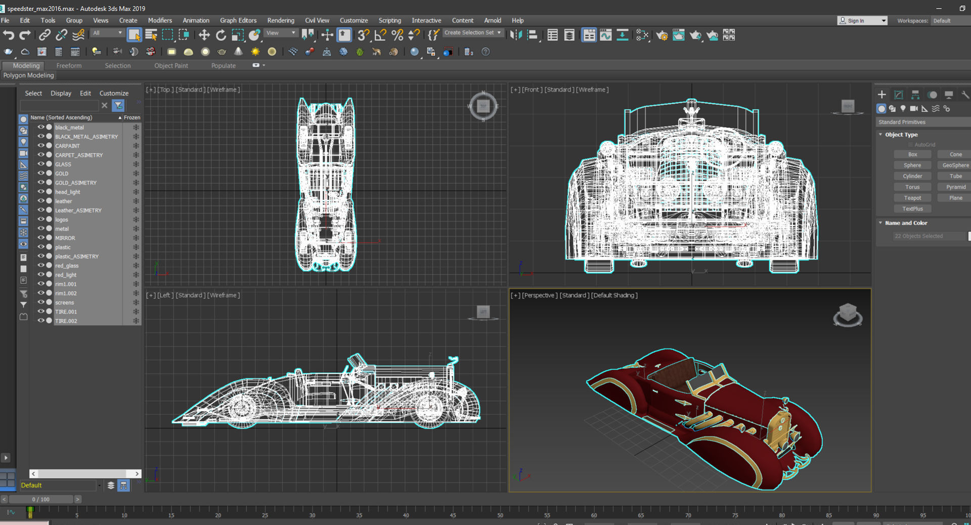 Cadillac V16 Speedster 1930 Concept lowpoly model Low-poly 3D model_29