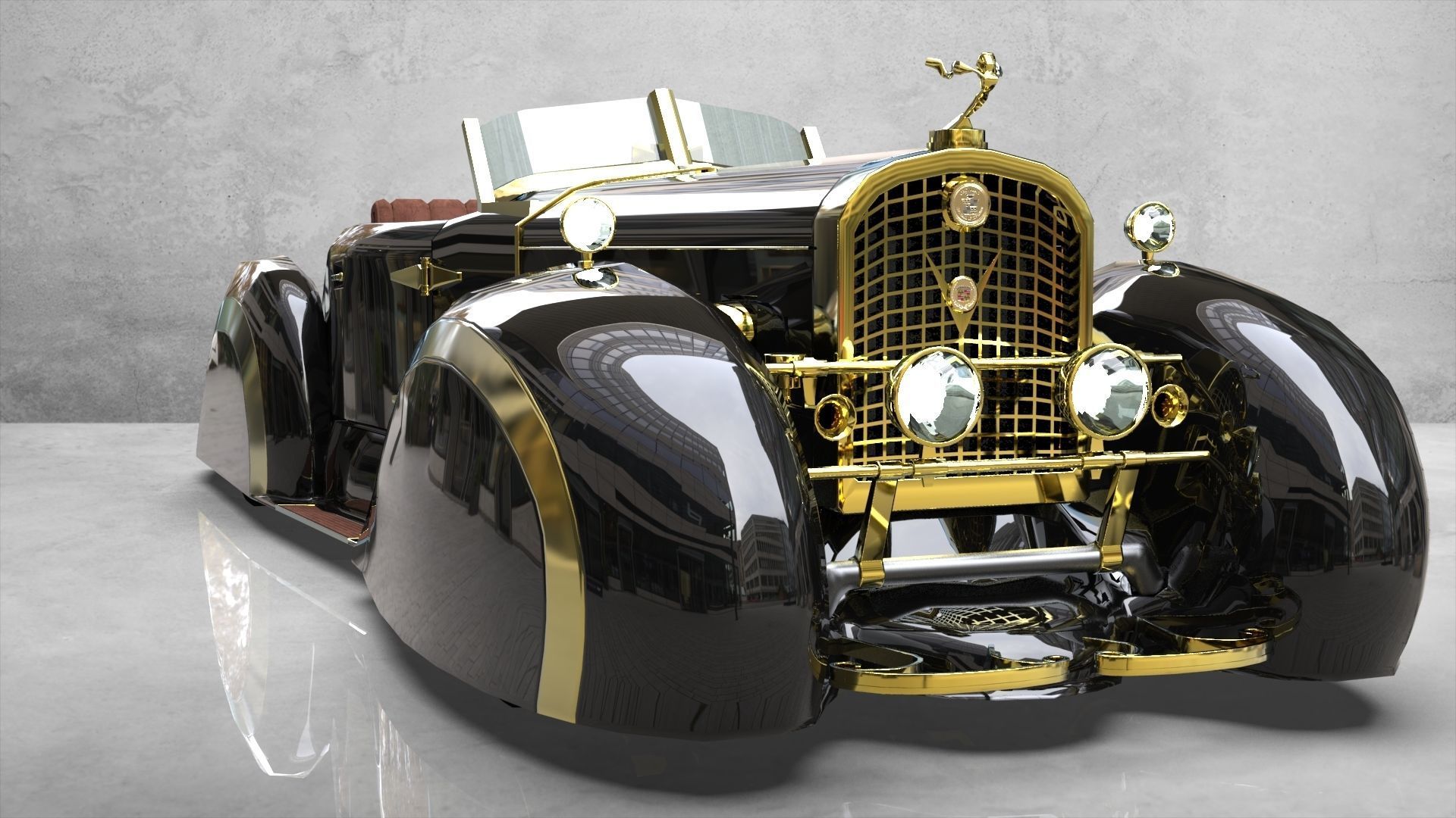 Cadillac V16 Speedster 1930 Concept lowpoly model Low-poly 3D model_2
