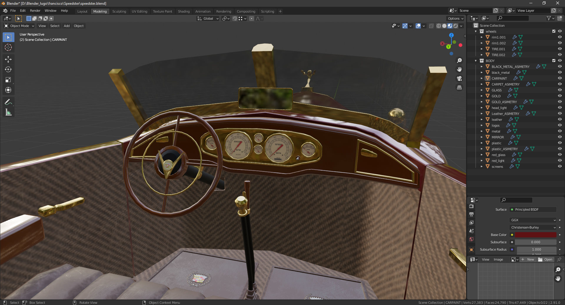Cadillac V16 Speedster 1930 Concept lowpoly model Low-poly 3D model_17