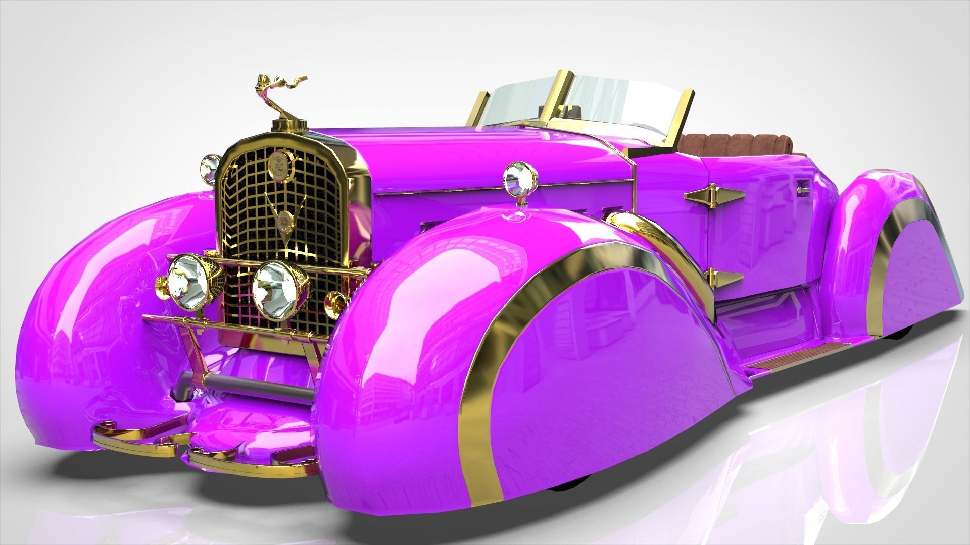 Cadillac V16 Speedster 1930 Concept lowpoly model Low-poly 3D model_13