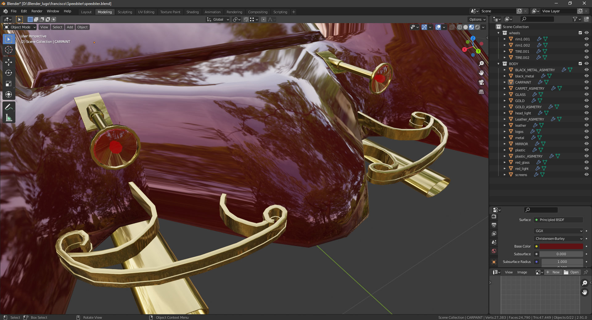 Cadillac V16 Speedster 1930 Concept lowpoly model Low-poly 3D model_21