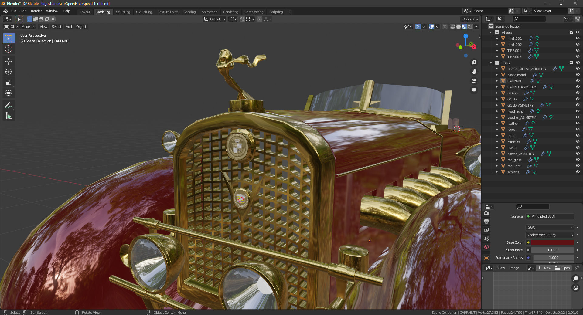 Cadillac V16 Speedster 1930 Concept lowpoly model Low-poly 3D model_19