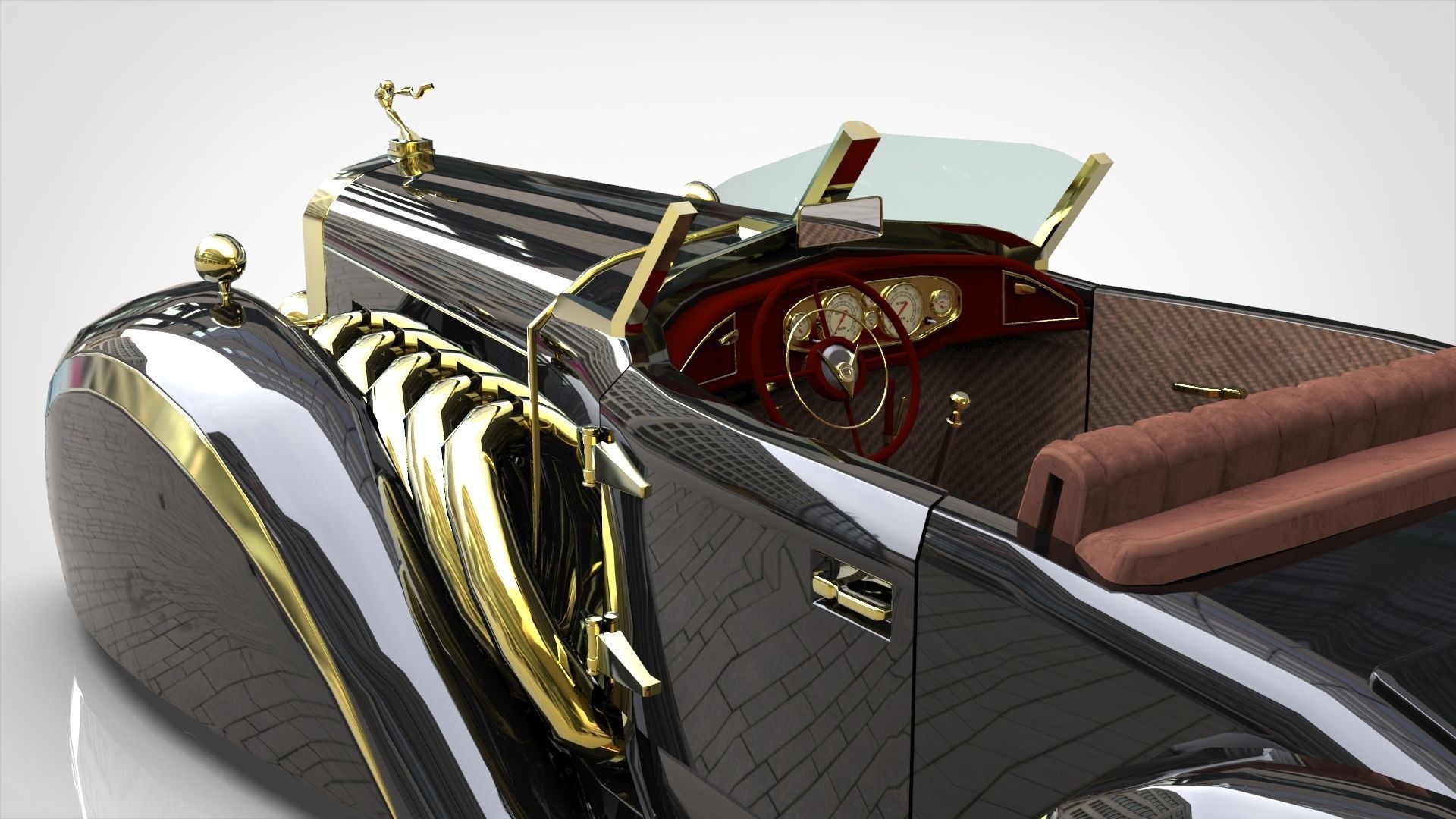 Cadillac V16 Speedster 1930 Concept lowpoly model Low-poly 3D model_3