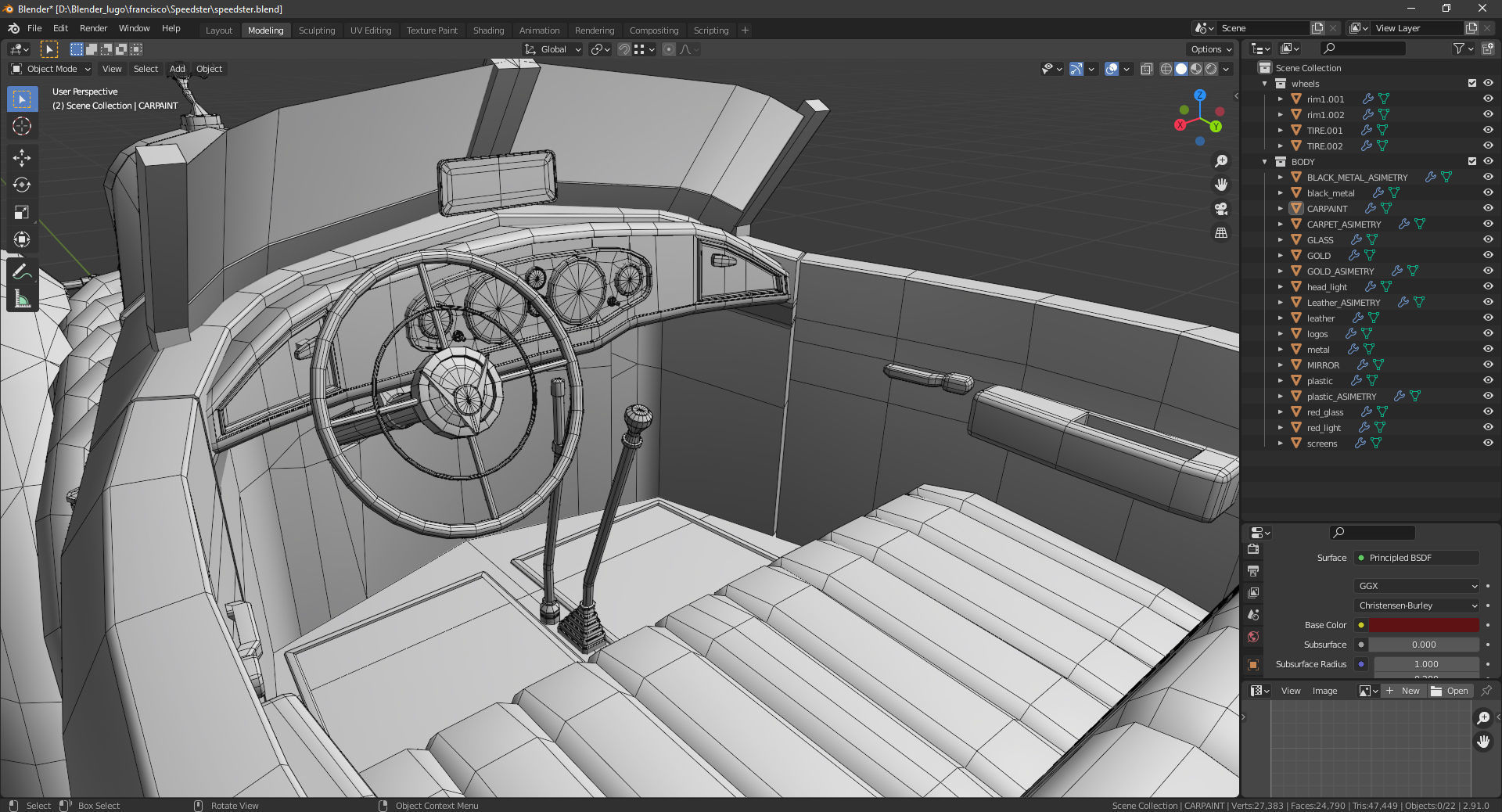 Cadillac V16 Speedster 1930 Concept lowpoly model Low-poly 3D model_26