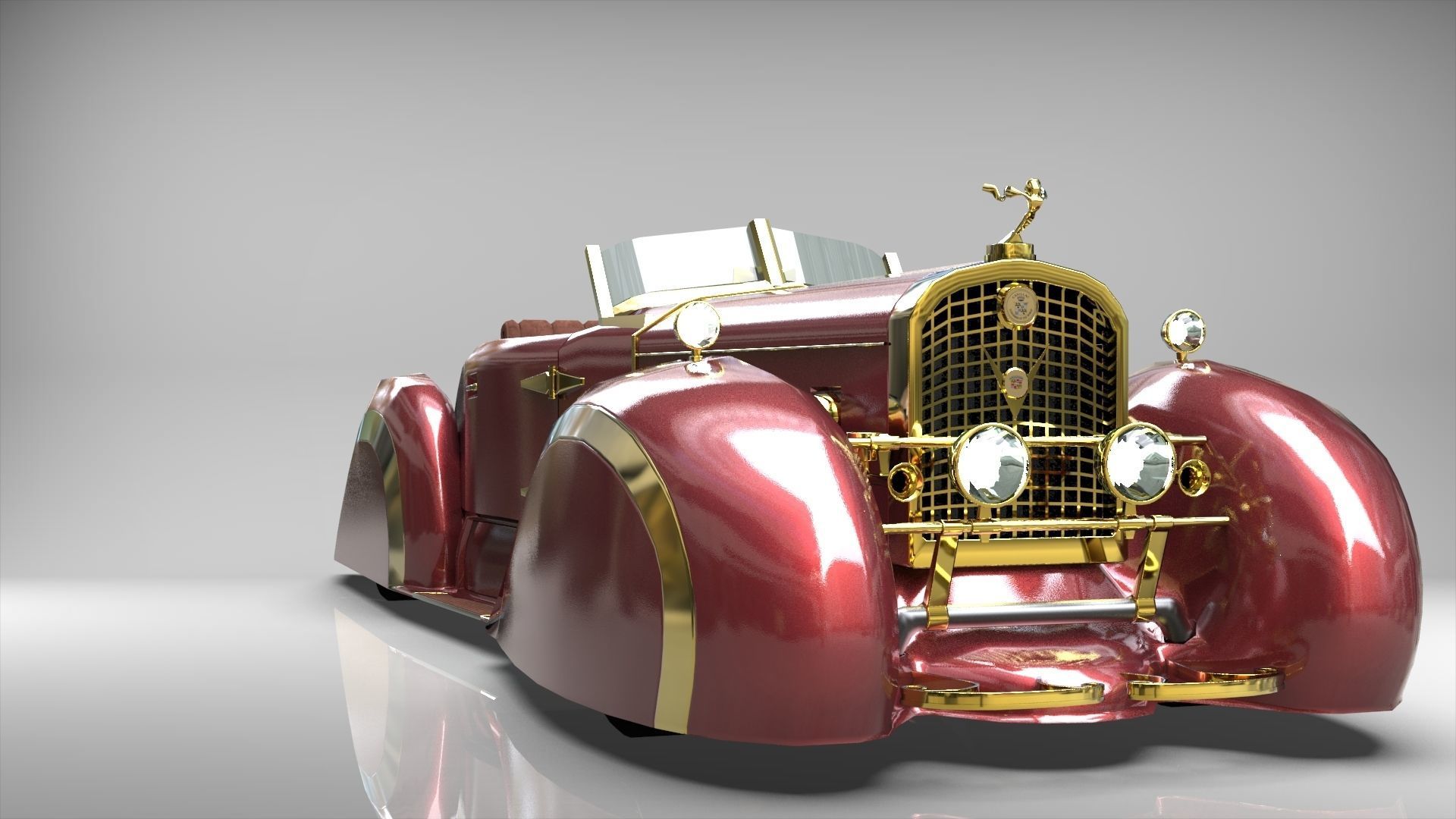 Cadillac V16 Speedster 1930 Concept lowpoly model Low-poly 3D model_7