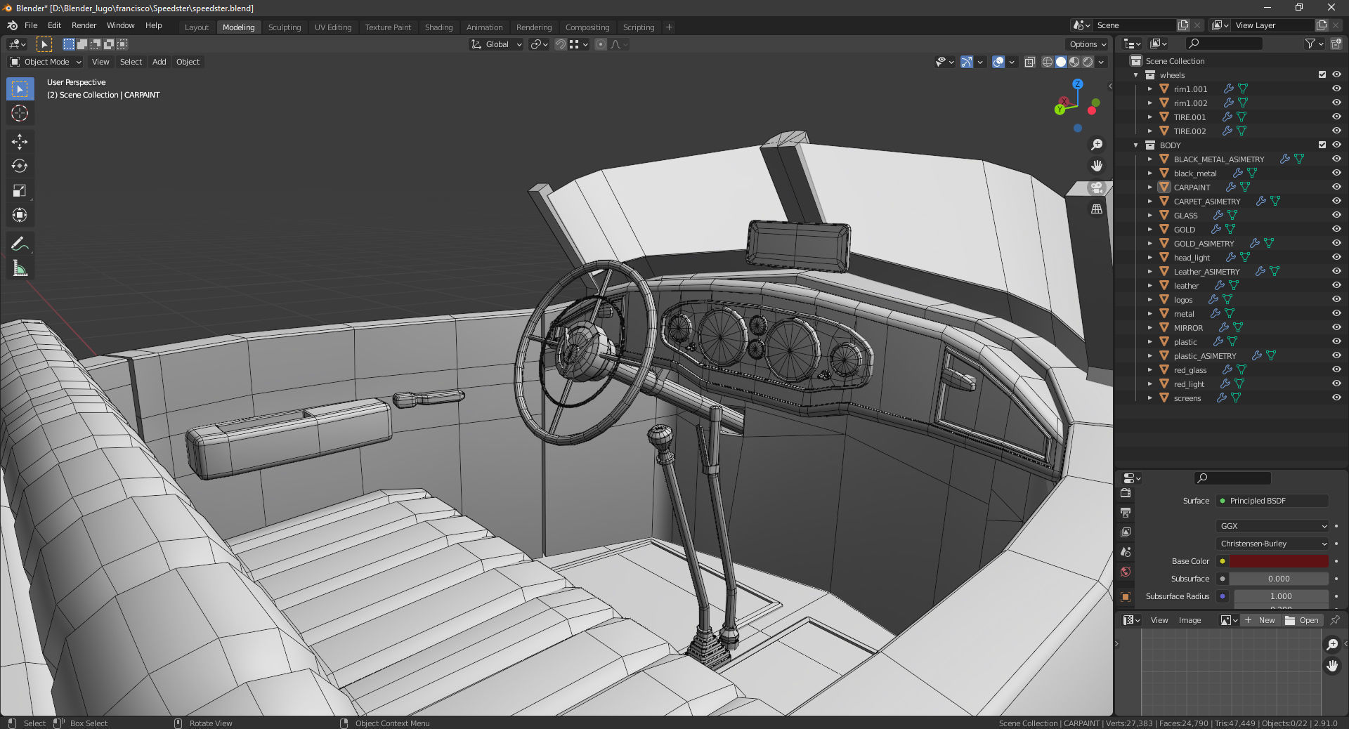 Cadillac V16 Speedster 1930 Concept lowpoly model Low-poly 3D model_25
