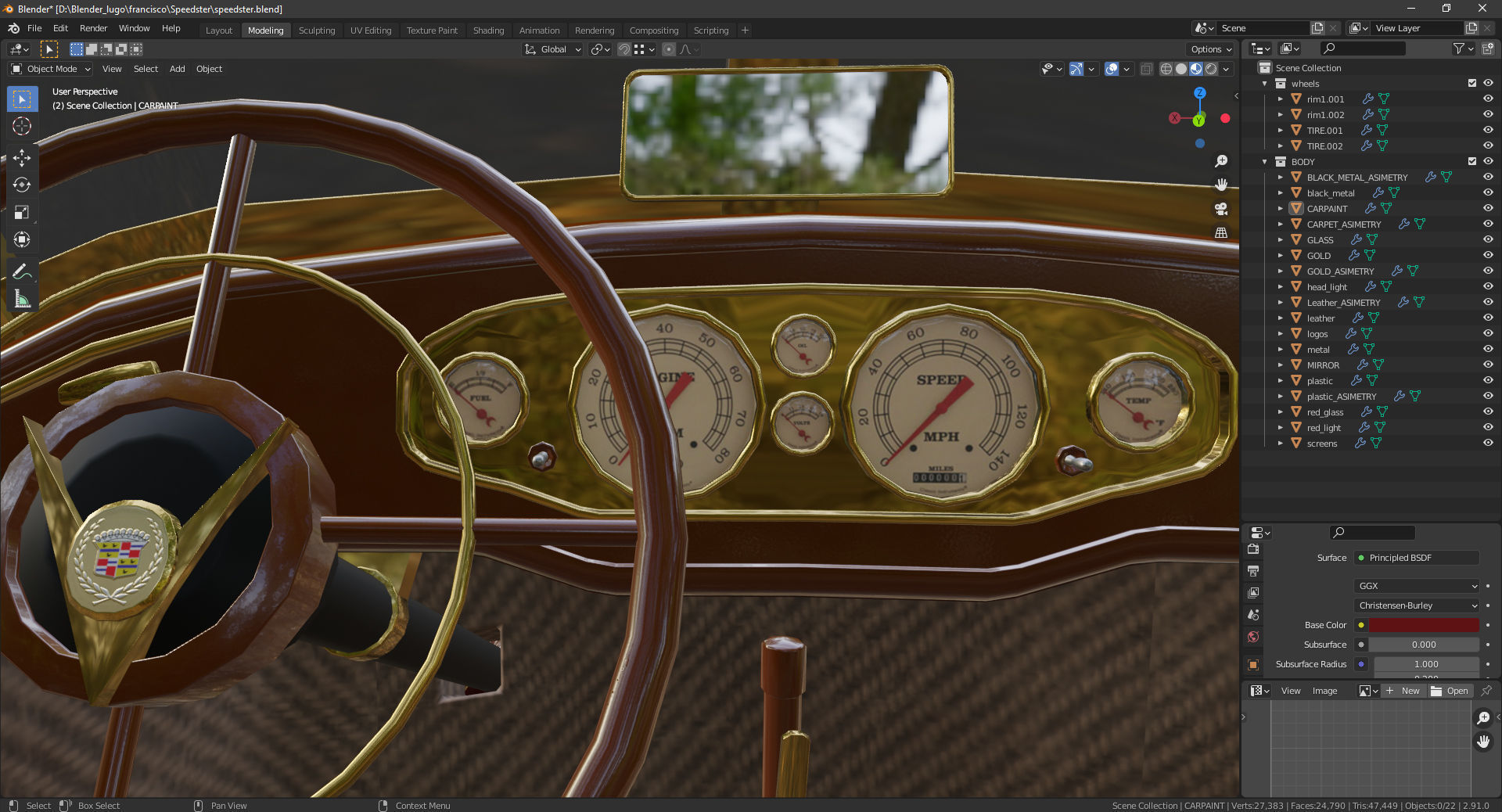 Cadillac V16 Speedster 1930 Concept lowpoly model Low-poly 3D model_16