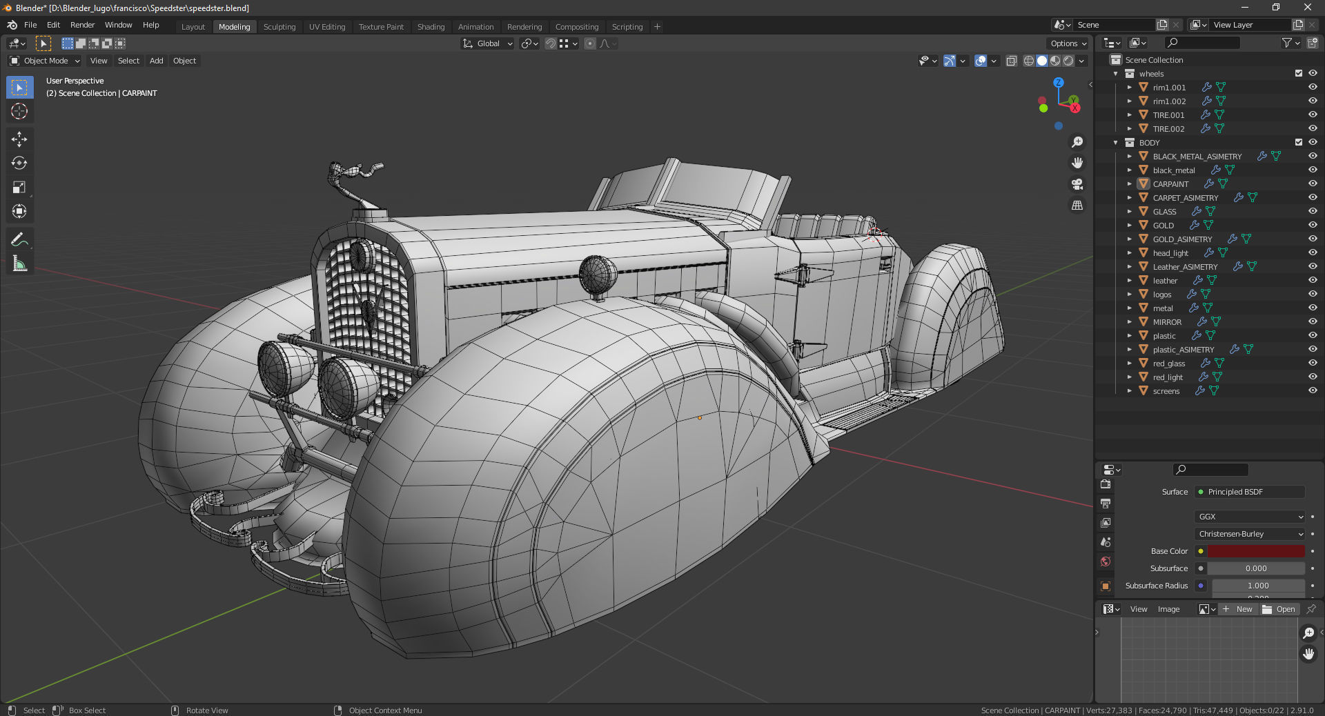 Cadillac V16 Speedster 1930 Concept lowpoly model Low-poly 3D model_22