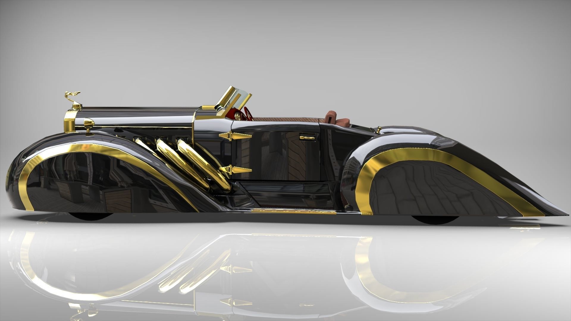 Cadillac V16 Speedster 1930 Concept lowpoly model Low-poly 3D model_4