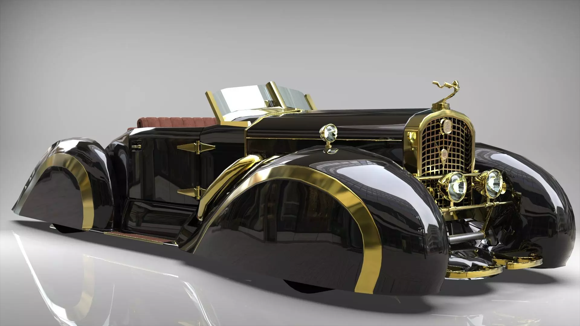 Cadillac V16 Speedster 1930 Concept lowpoly model Low-poly 3D model_0