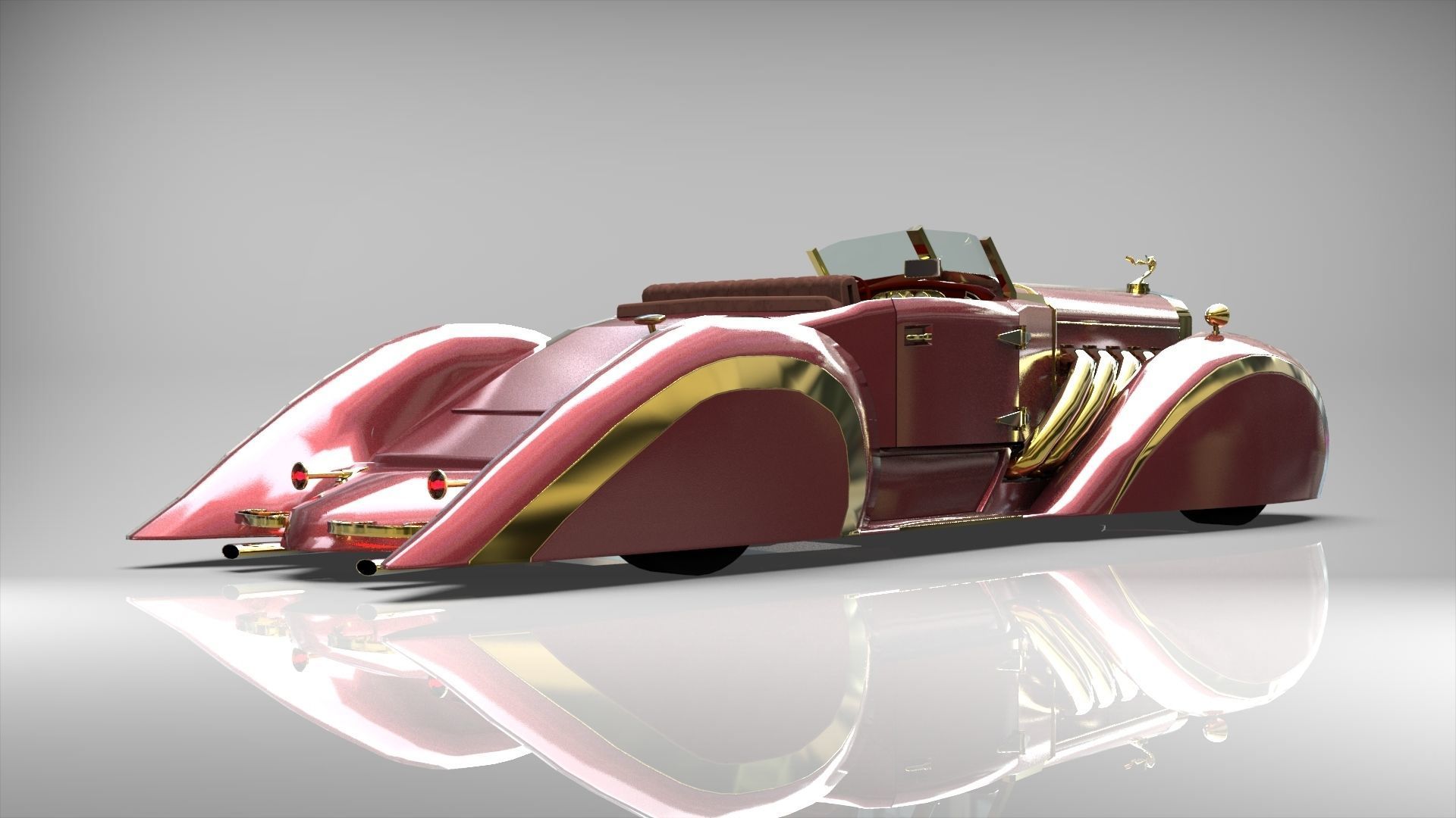 Cadillac V16 Speedster 1930 Concept lowpoly model Low-poly 3D model_9