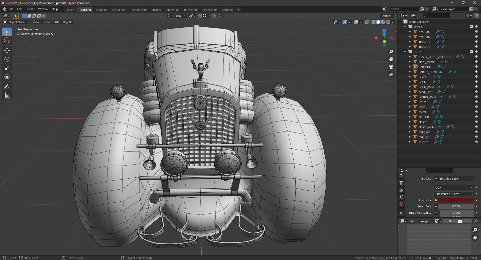 Cadillac V16 Speedster 1930 Concept lowpoly model Low-poly 3D model_28