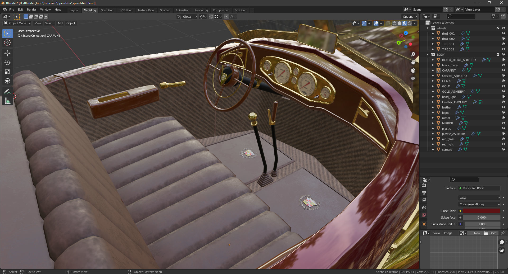 Cadillac V16 Speedster 1930 Concept lowpoly model Low-poly 3D model_18