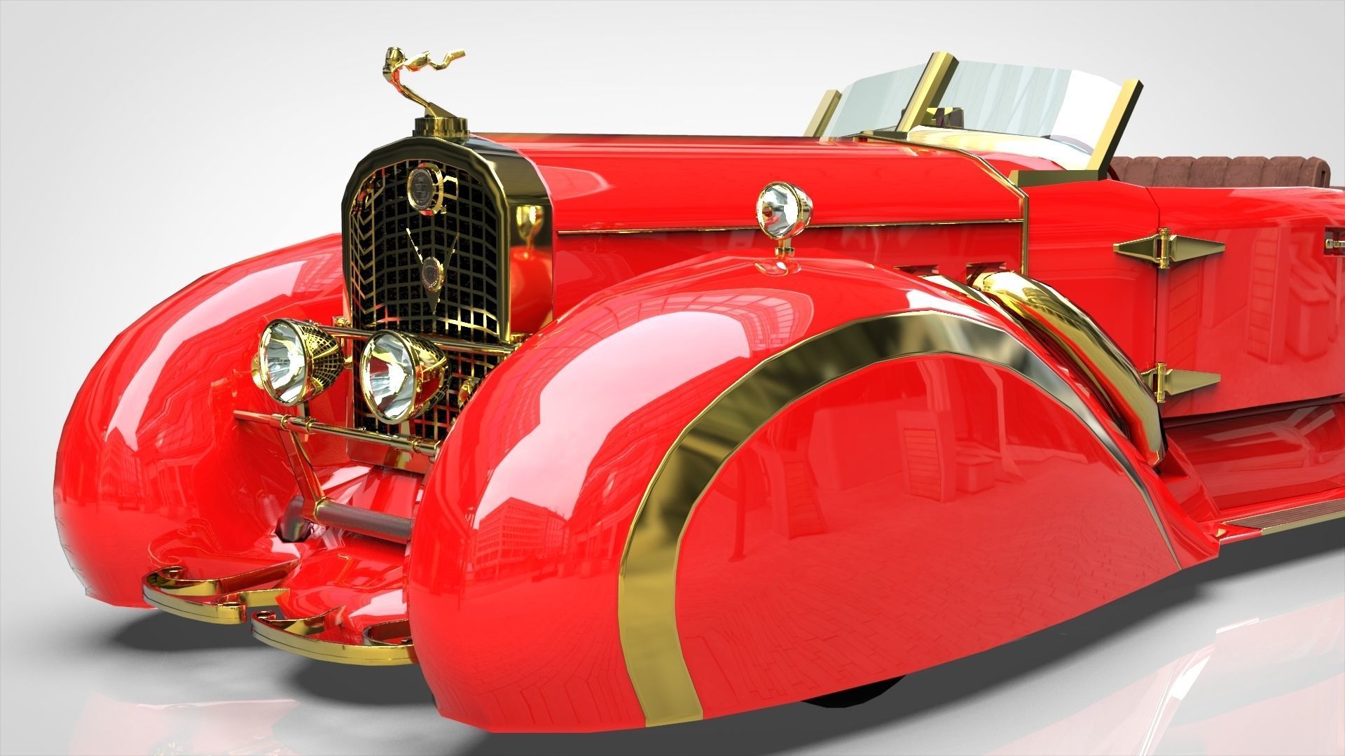 Cadillac V16 Speedster 1930 Concept lowpoly model Low-poly 3D model_12