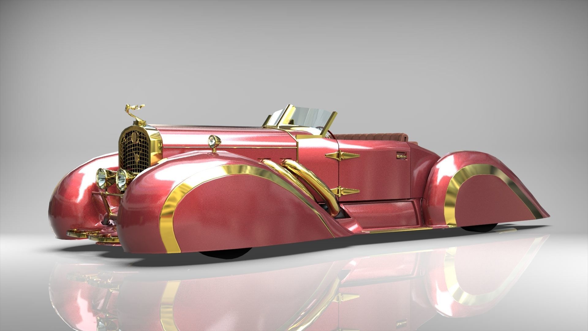 Cadillac V16 Speedster 1930 Concept lowpoly model Low-poly 3D model_8