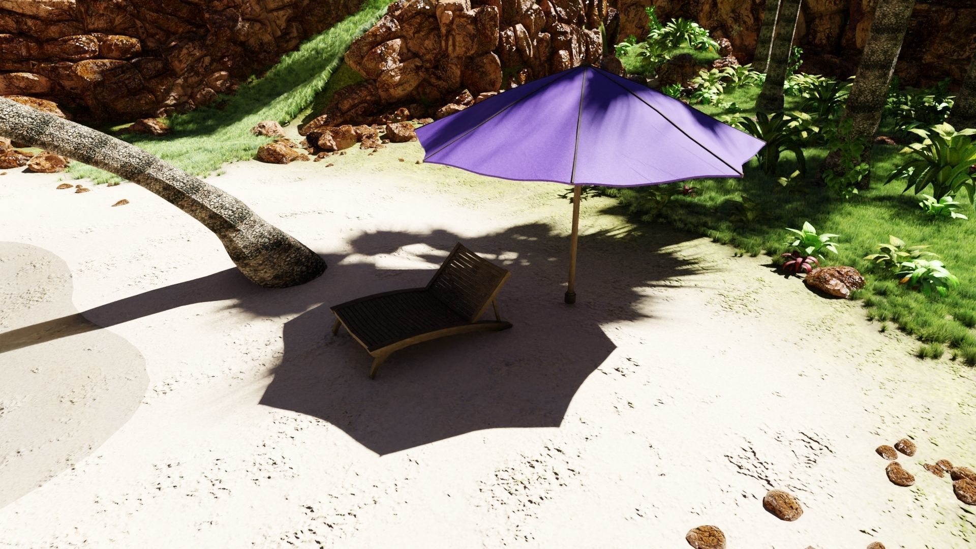 Tropical Beach Scene 3D model_2