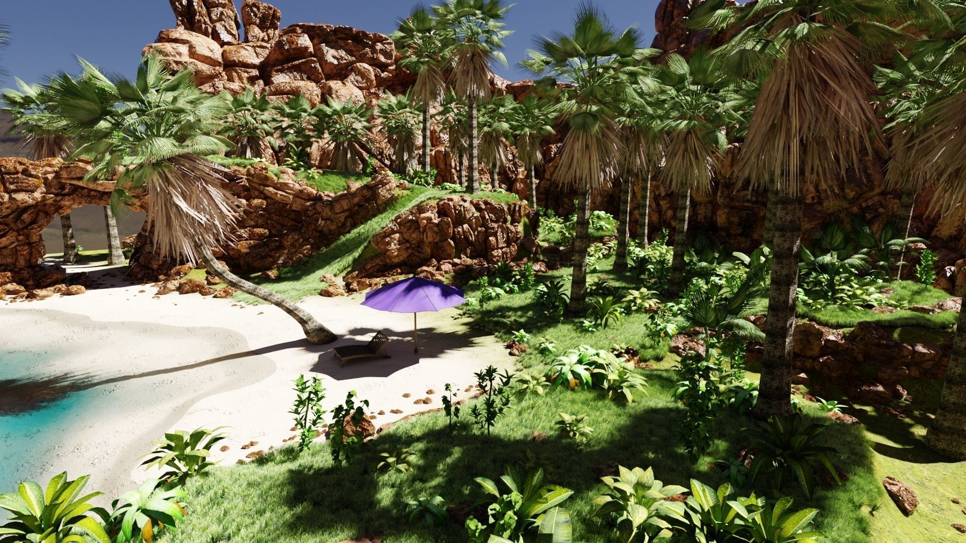 Tropical Beach Scene 3D model_5