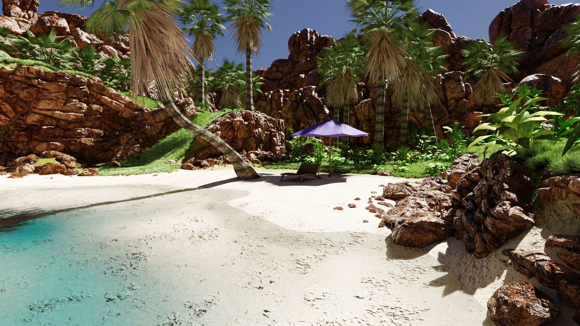 Tropical Beach Scene 3D model_1