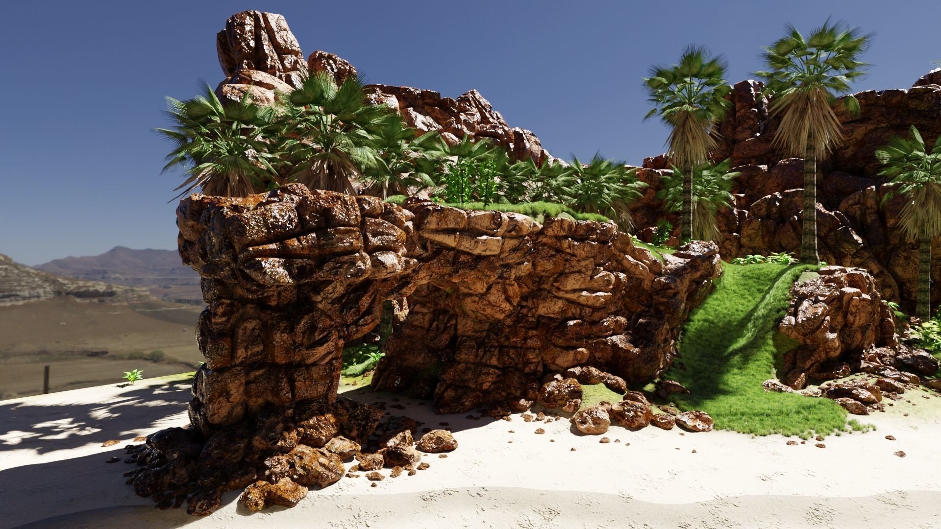 Tropical Beach Scene 3D model_4