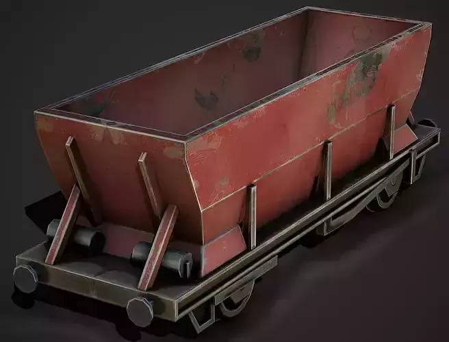 Coal Wagon Low Poly Mobile Ready