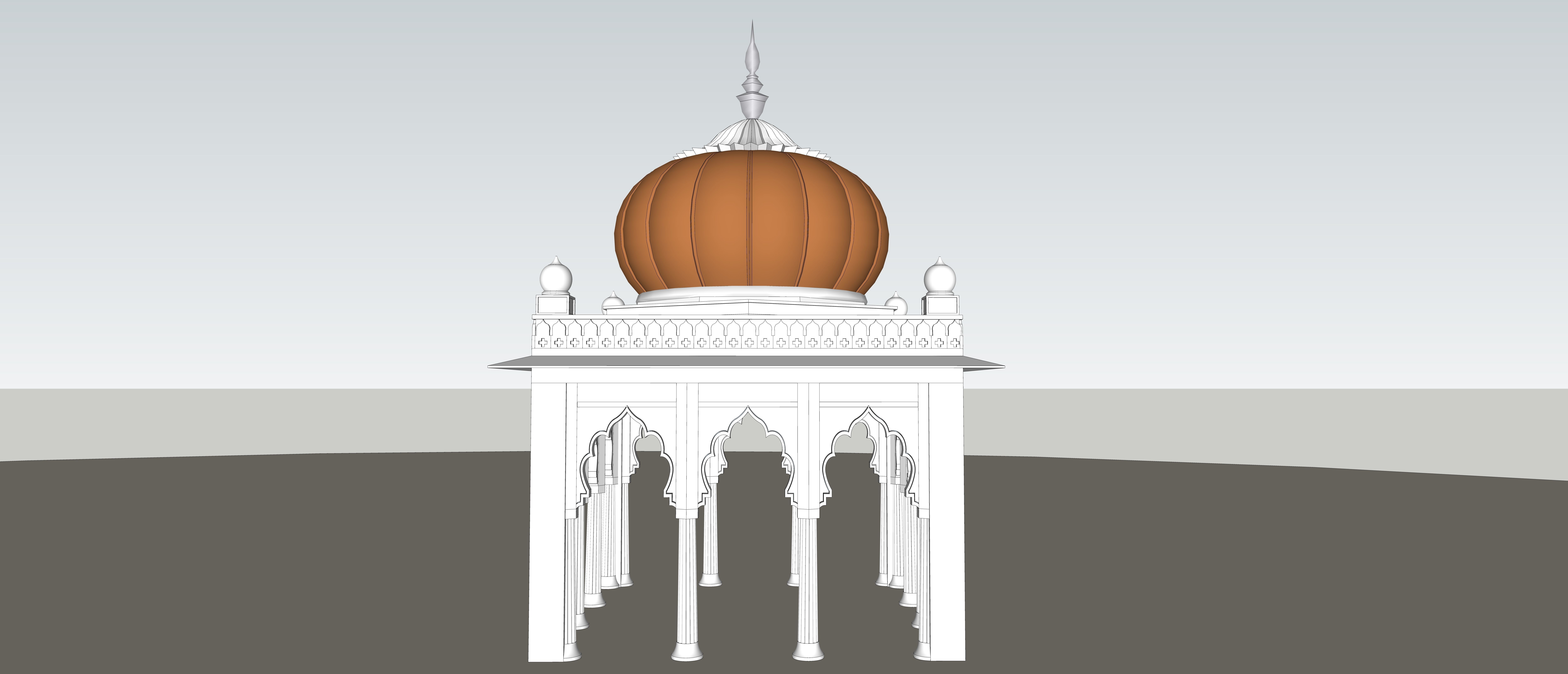 indian jodhpuri stone chatri Low-poly 3D model_2