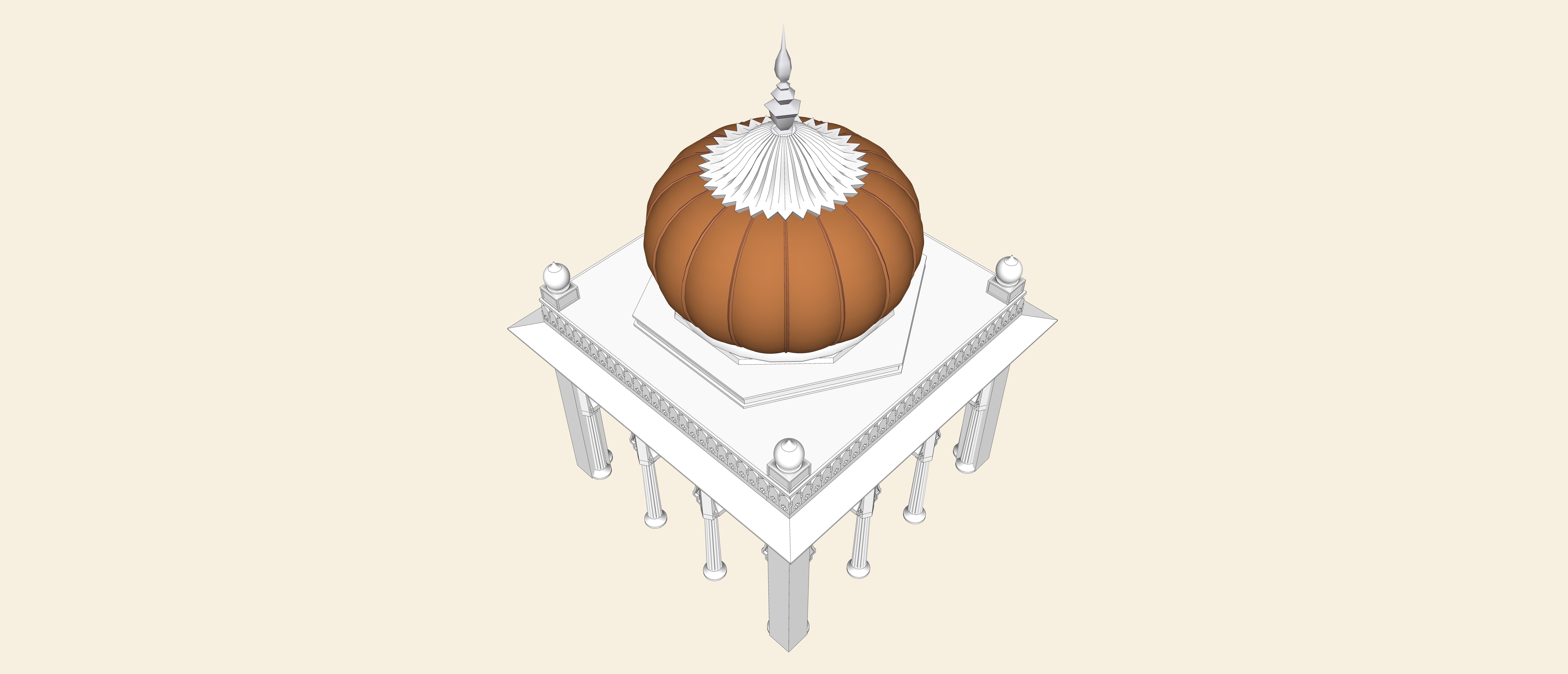 indian jodhpuri stone chatri Low-poly 3D model_1