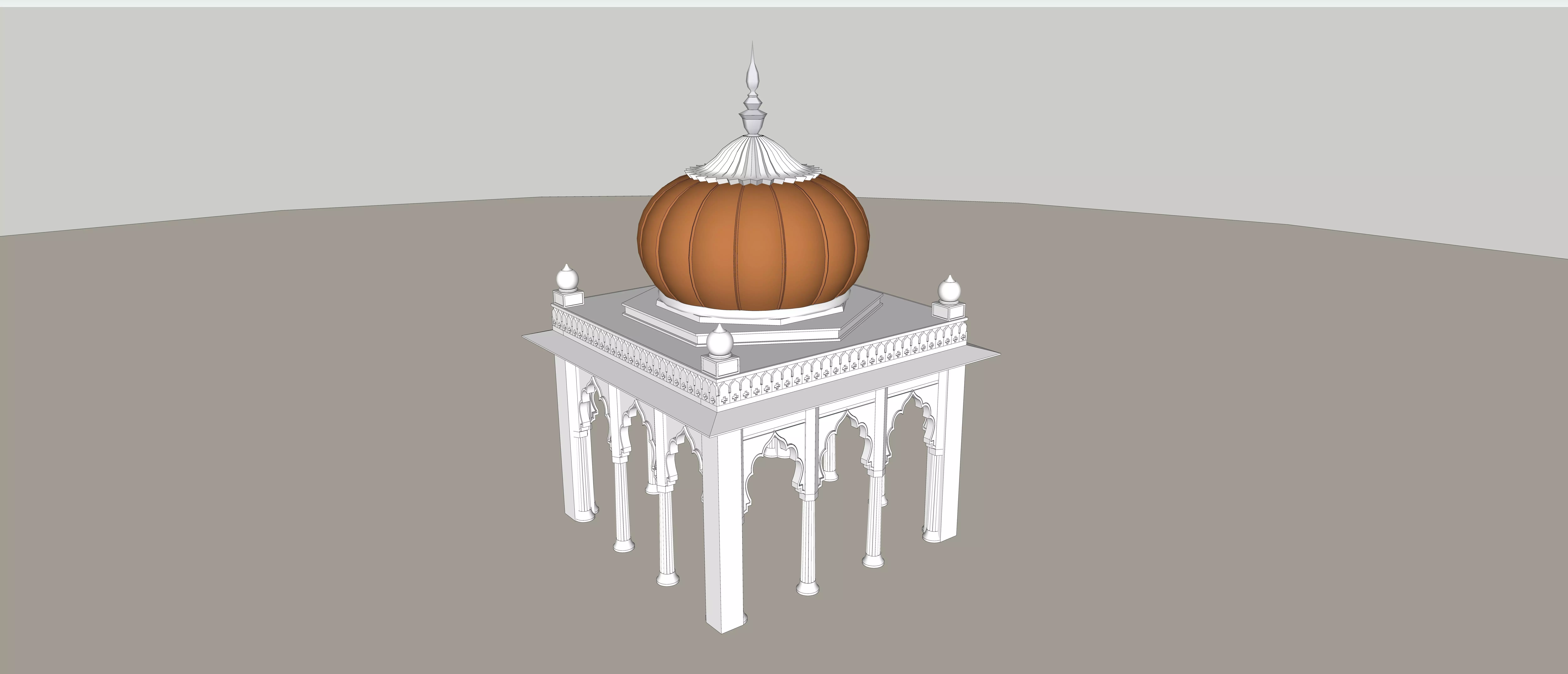 indian jodhpuri stone chatri Low-poly 3D model_0