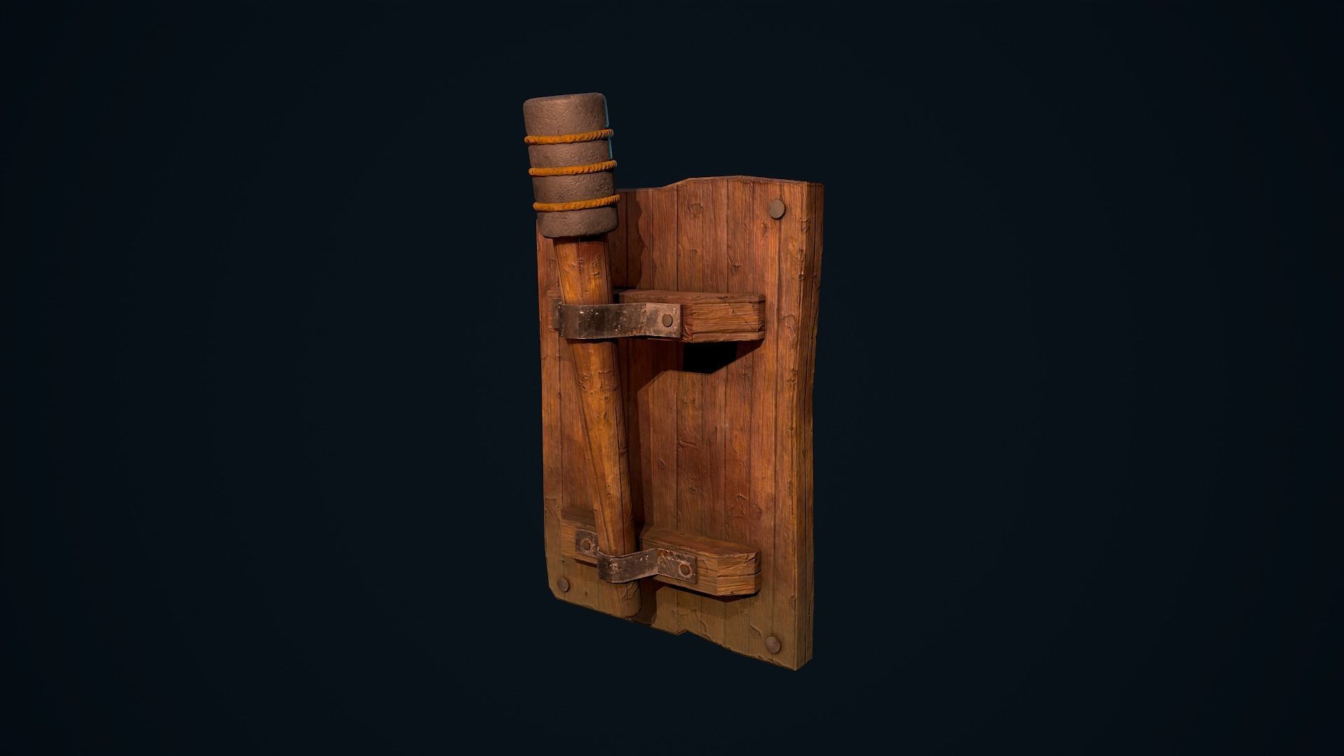 Wooden Torch Low-poly 3D model_2