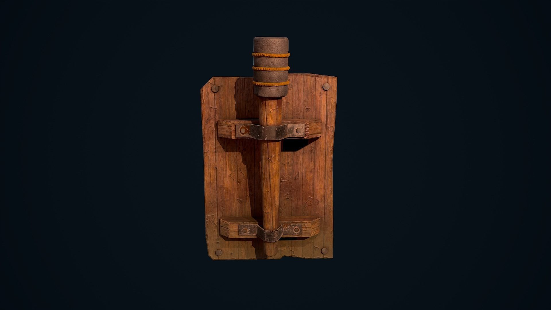 Wooden Torch Low-poly 3D model_4