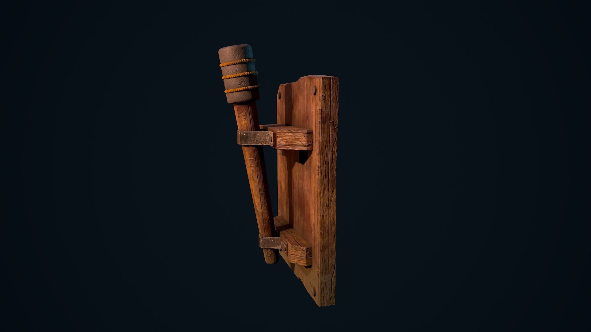 Wooden Torch Low-poly 3D model_3