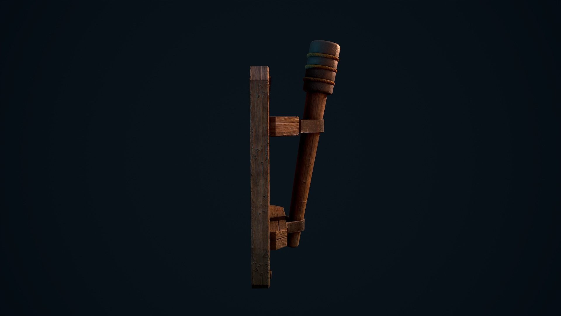 Wooden Torch Low-poly 3D model_5