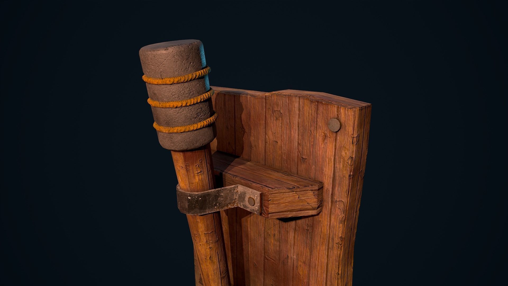 Wooden Torch Low-poly 3D model_10