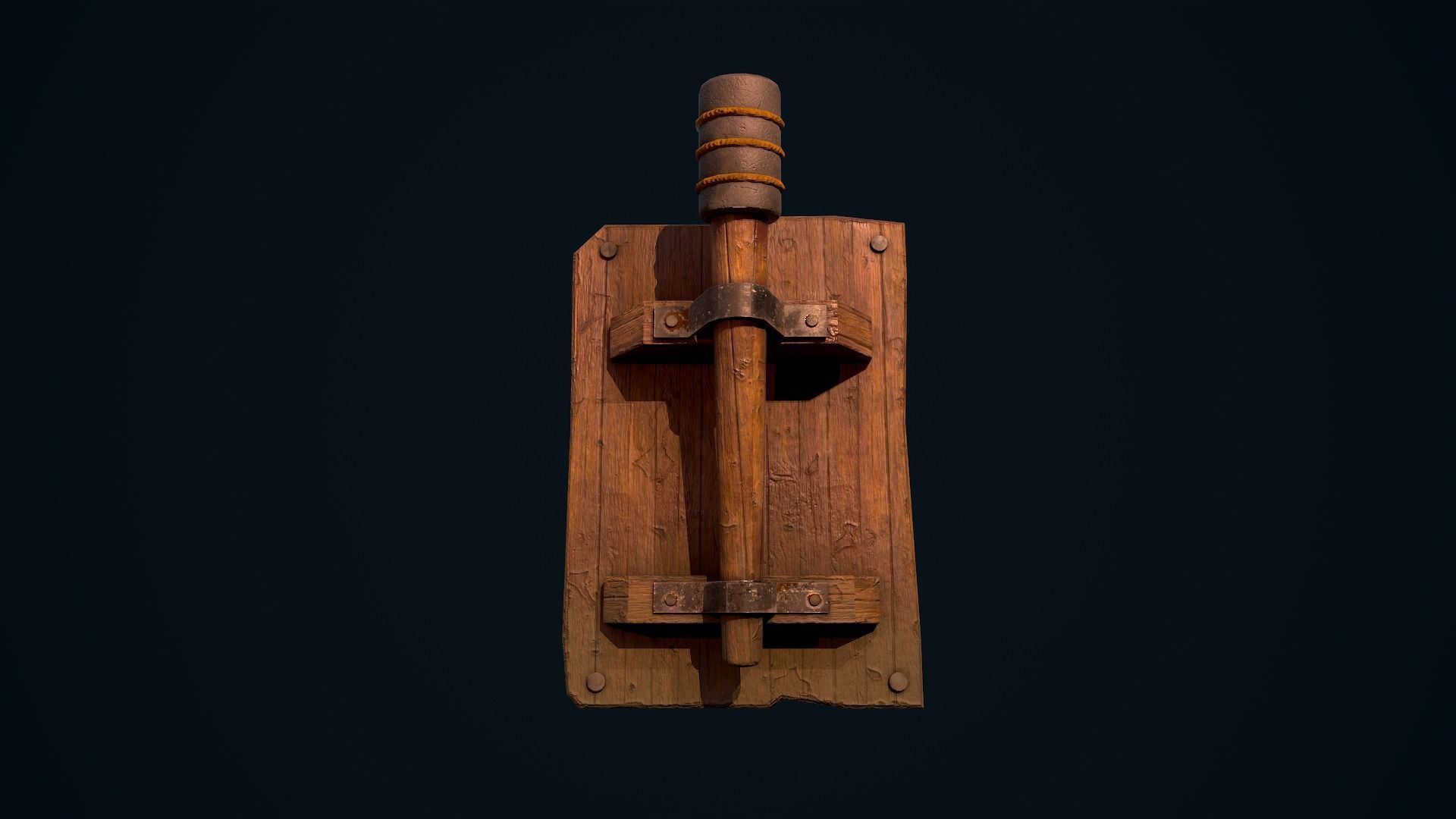Wooden Torch Low-poly 3D model_9