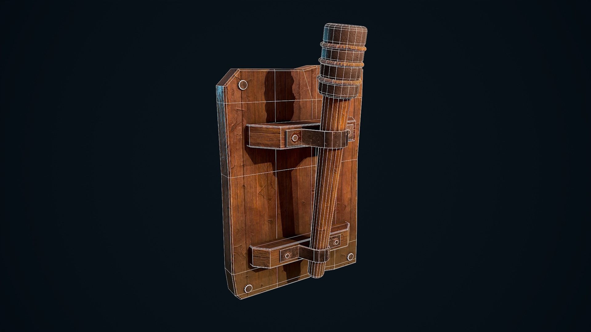 Wooden Torch Low-poly 3D model_13