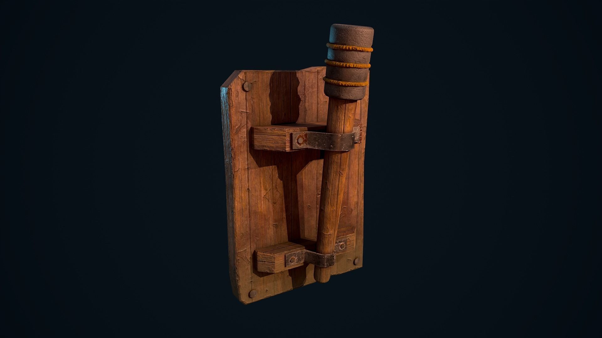 Wooden Torch Low-poly 3D model_15