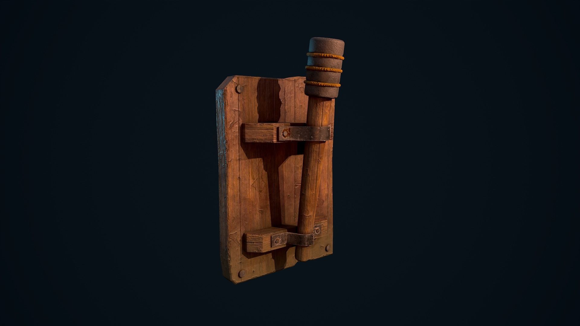 Wooden Torch Low-poly 3D model_8
