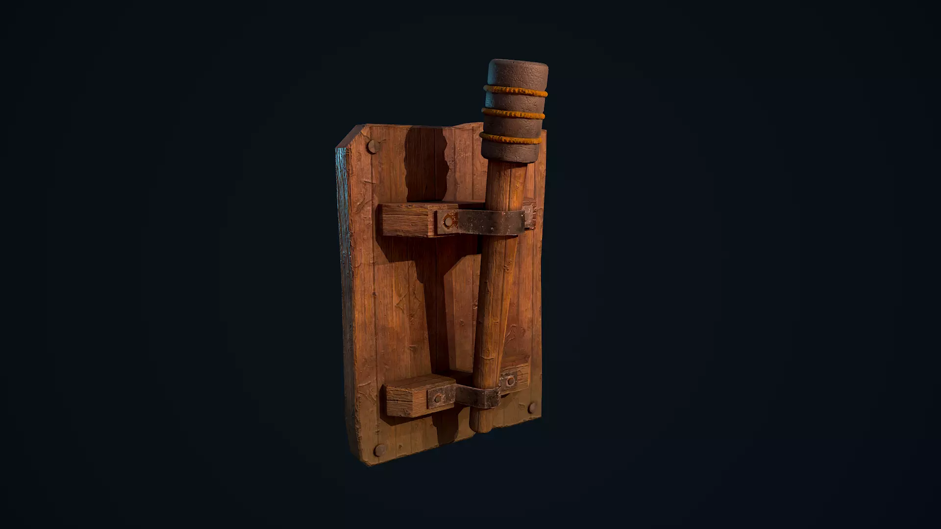 Wooden Torch Low-poly 3D model_0