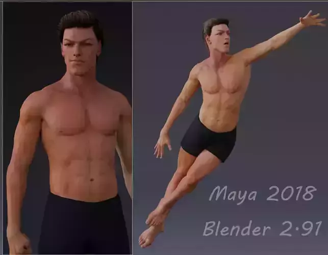 Male Base  Rig Low-poly 3D model
