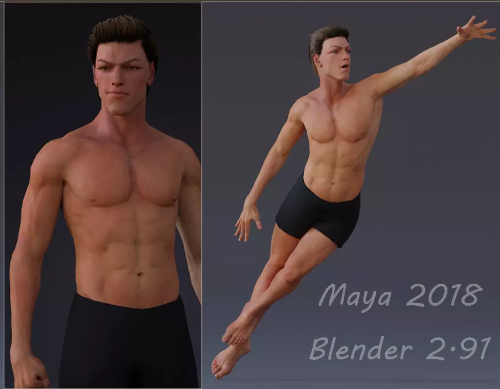 Male Base Rig Low-poly 3D model_0