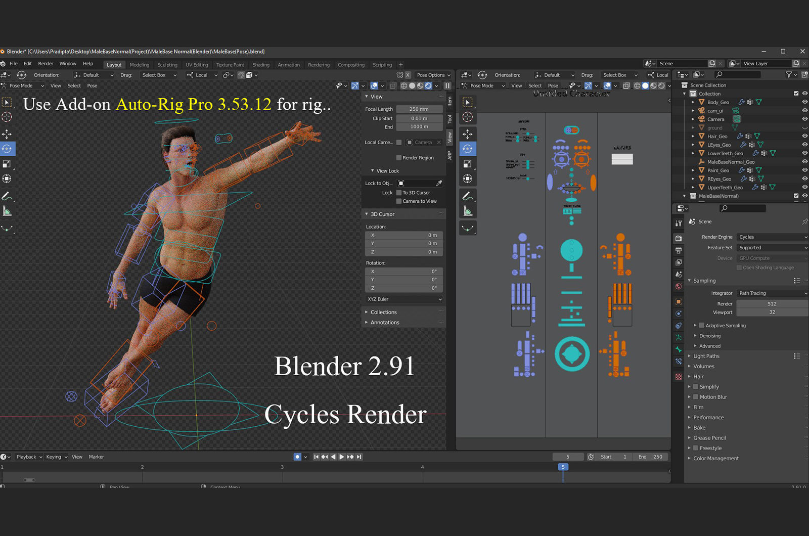 Male Base Rig Low-poly 3D model_21