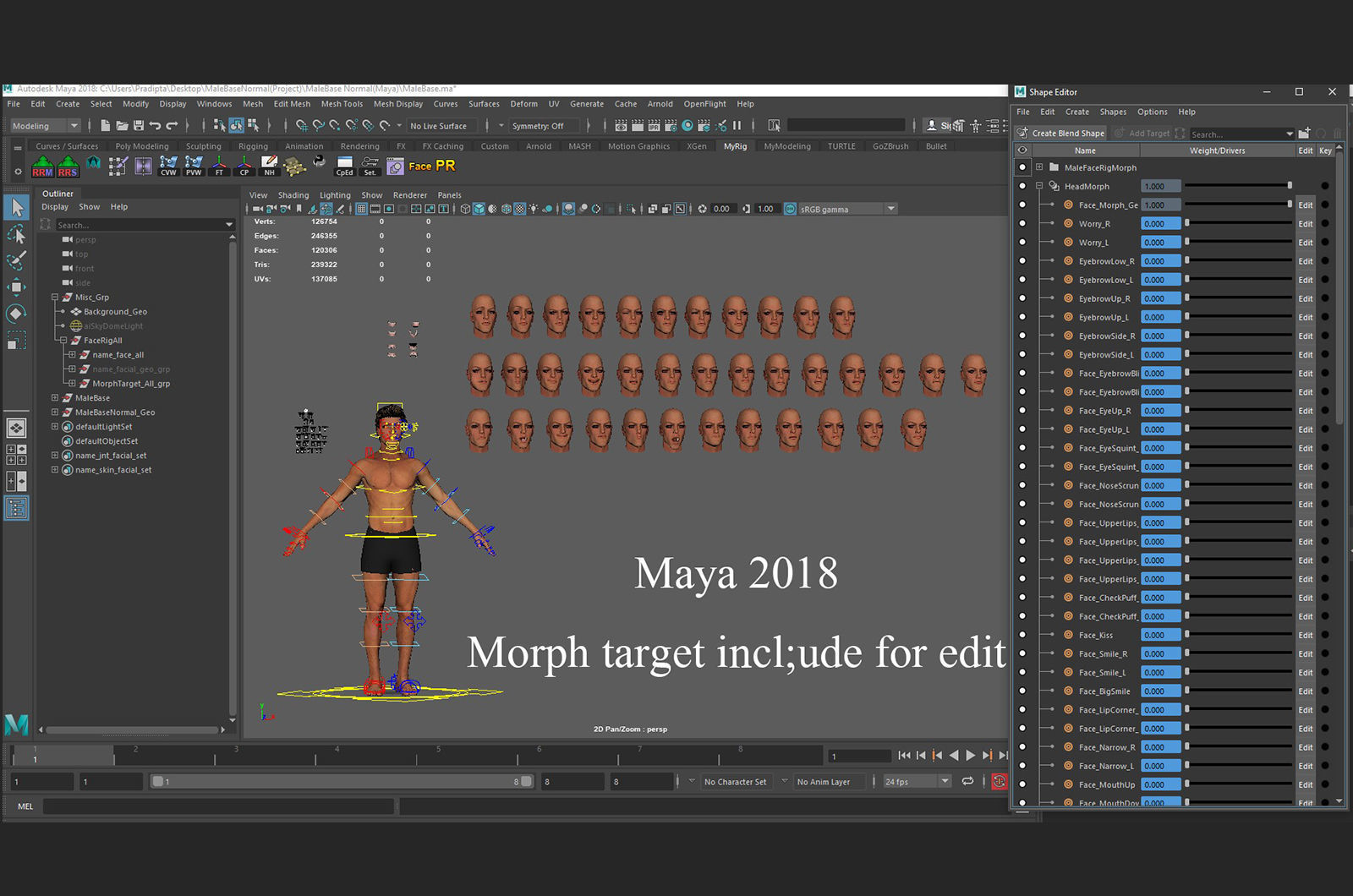 Male Base Rig Low-poly 3D model_23