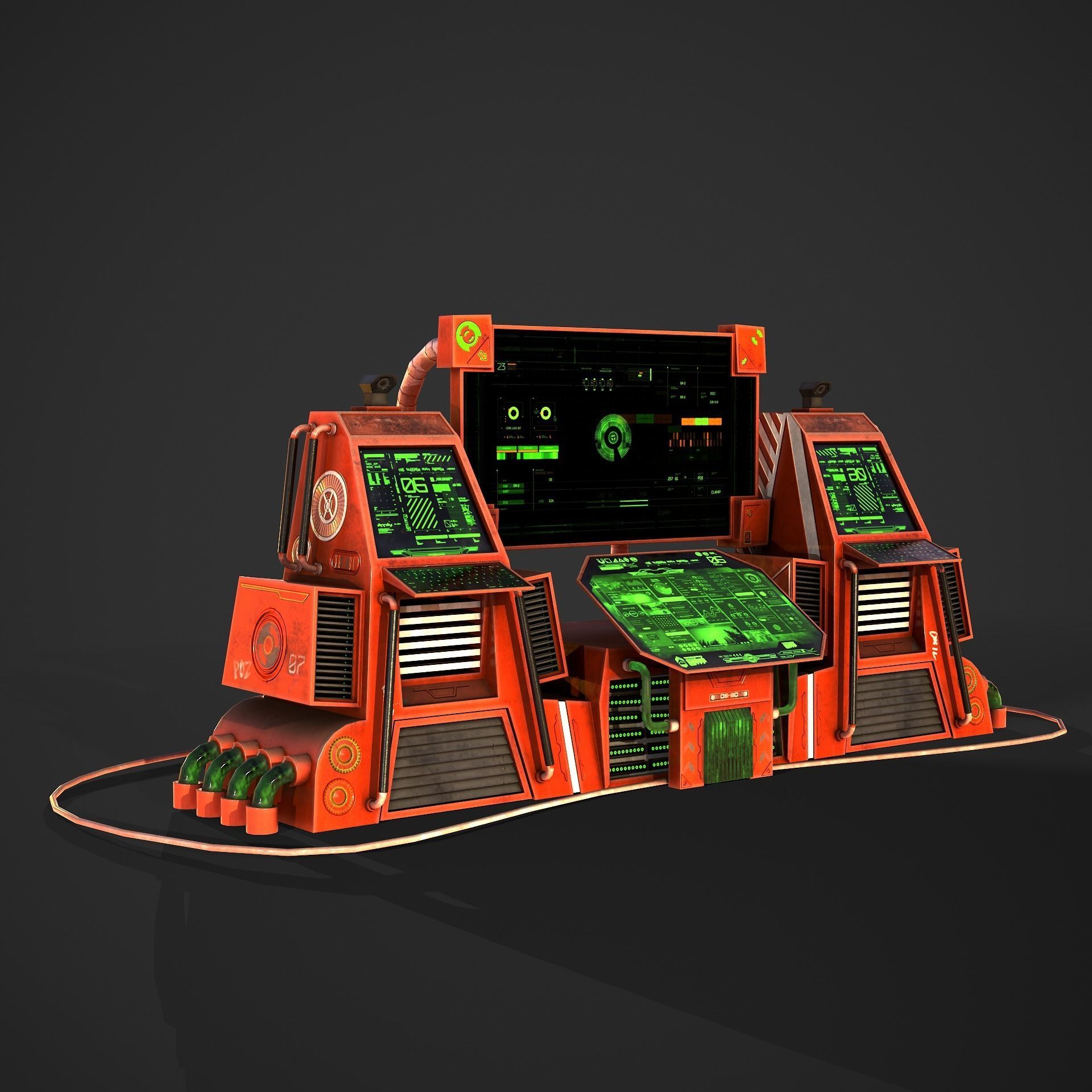 Sci-Fi Consolo Computer Base 5 Low-poly 3D model_2